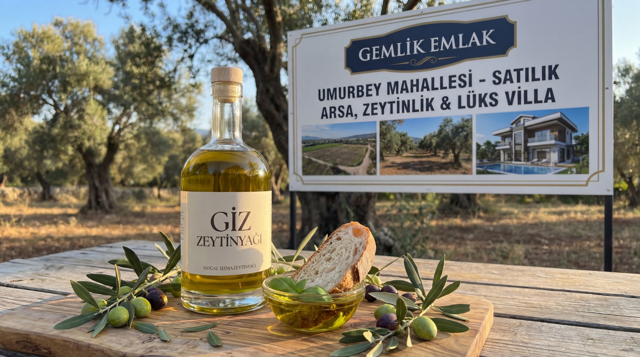 Umurbey Mahallesi satılık arsa, zeytinlik ve lüks villa